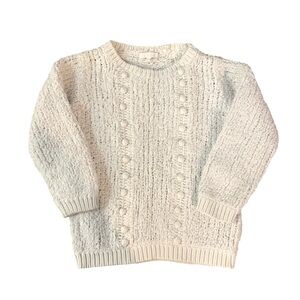 Chloe Cable Knit Pom Pom Sweater Off White 6 Cotton Blend Ribbed Cuffs and Hem